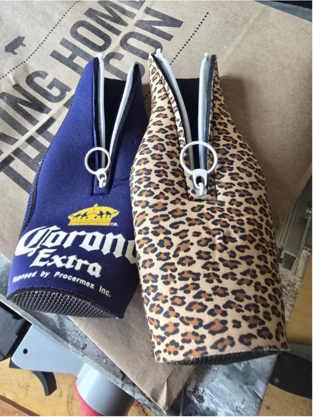 Unisex His & Hers Corona Bottle Koozie Set of two One Size Blue Leopard Print
